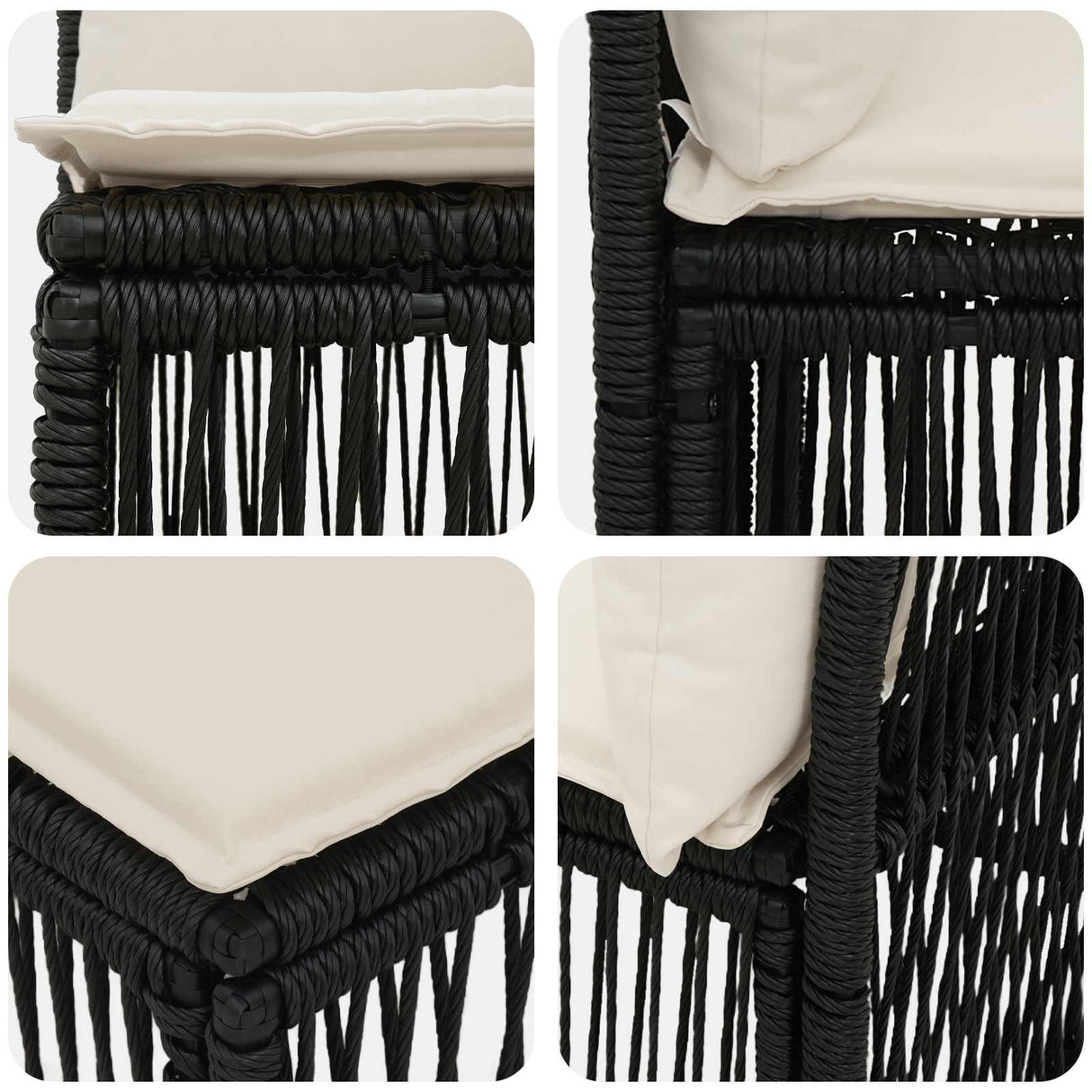 vidaXL Tuinbank Set 8 pcs Zwart poly rattan