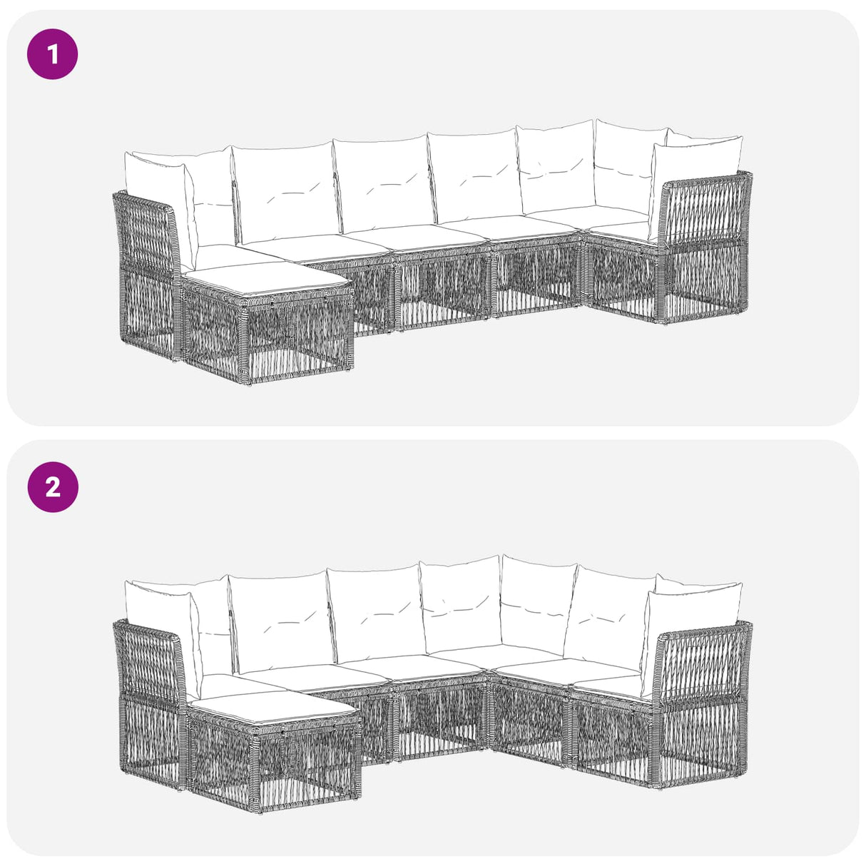 vidaXL Tuinbank Set 8 pcs Zwart poly rattan