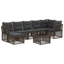 vidaXL Tuinbank Set 8 pcs Zwart poly rattan
