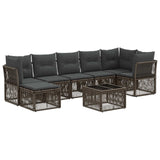 vidaXL Tuinbank Set 8 pcs Zwart poly rattan