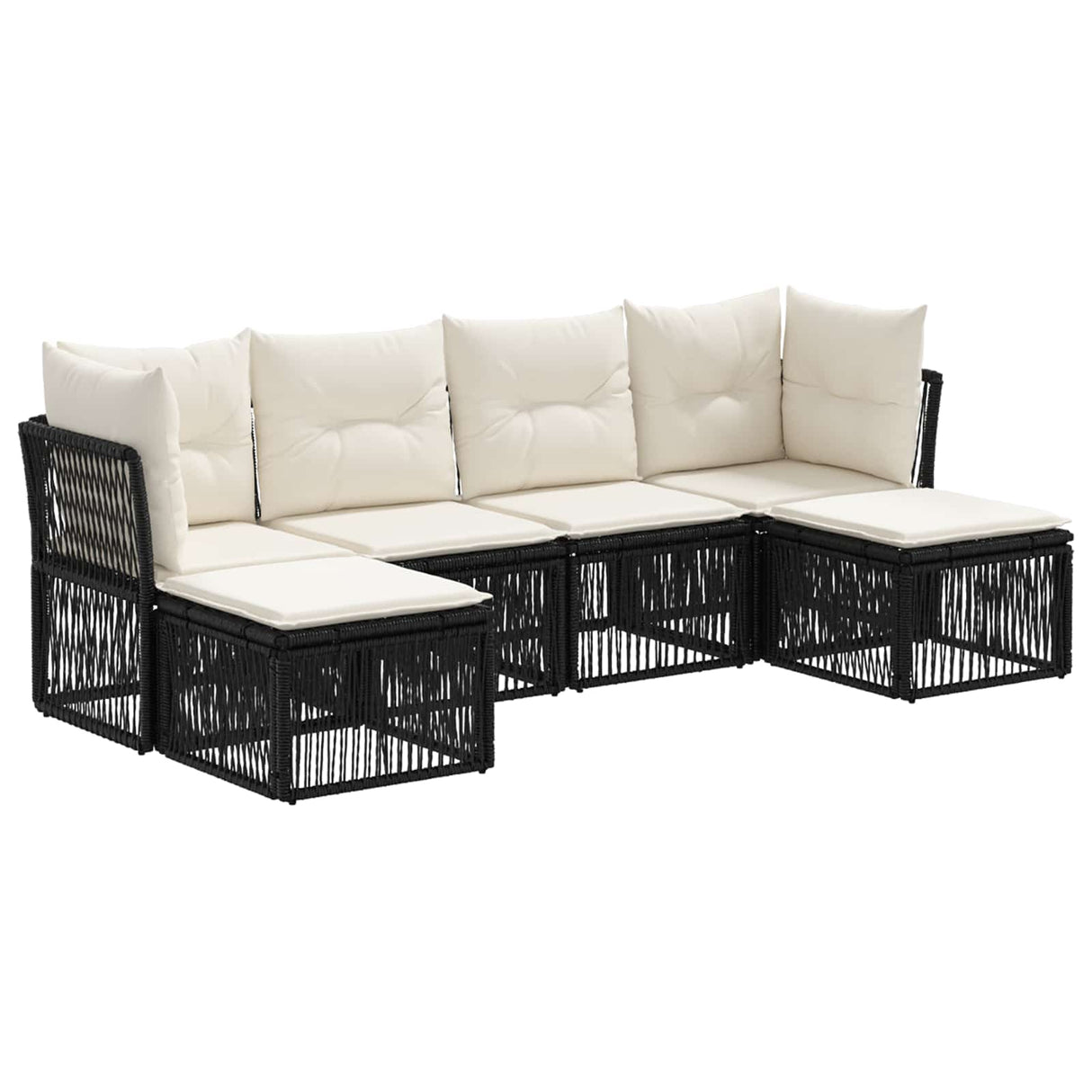 vidaXL Garden Dining Set 7 pcs Black Poly Rattan