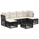vidaXL Garden Dining Set 7 pcs Black Poly Rattan