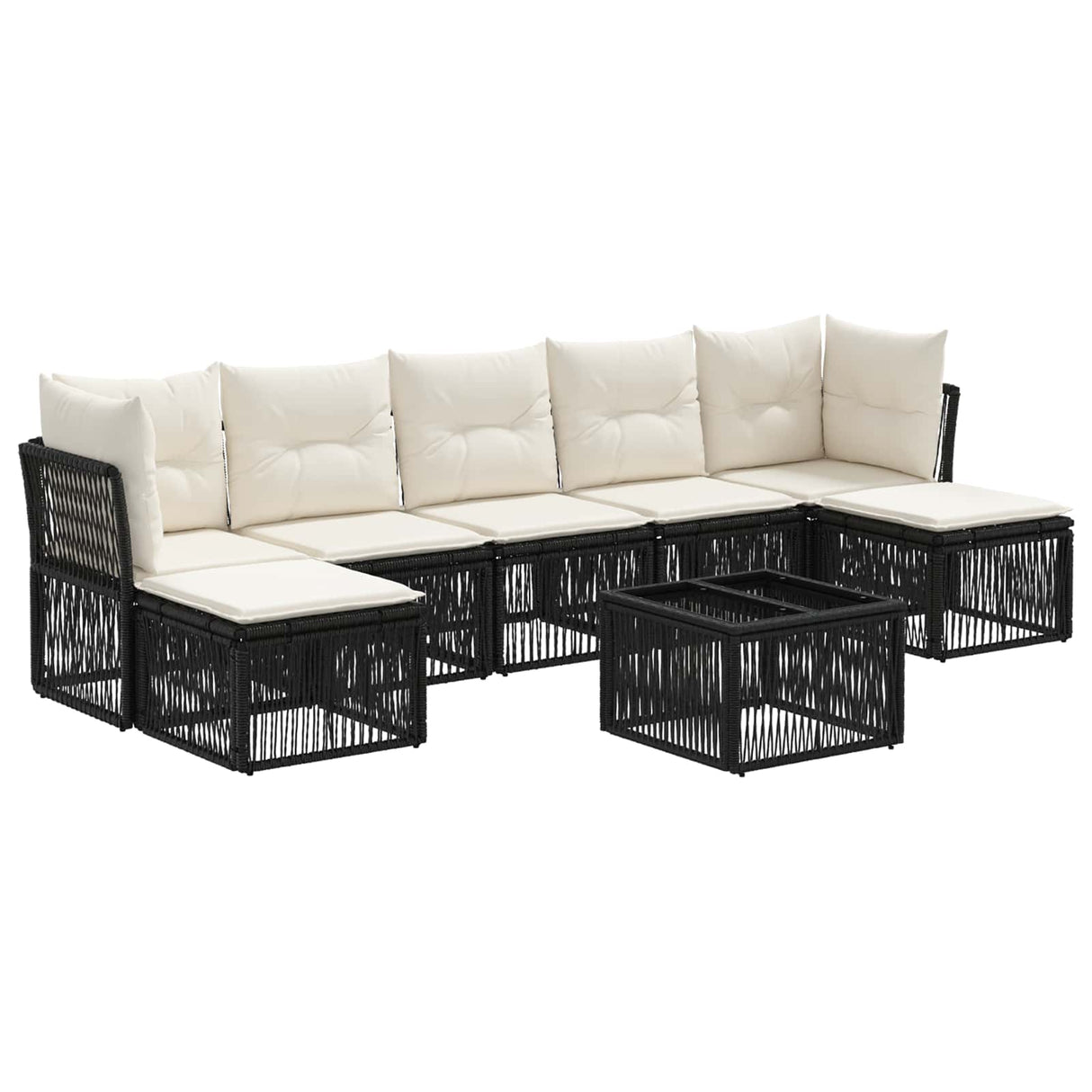 vidaXL Tuinbank Set 8 pcs Zwart poly rattan