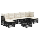 vidaXL Tuinbank Set 8 pcs Zwart poly rattan