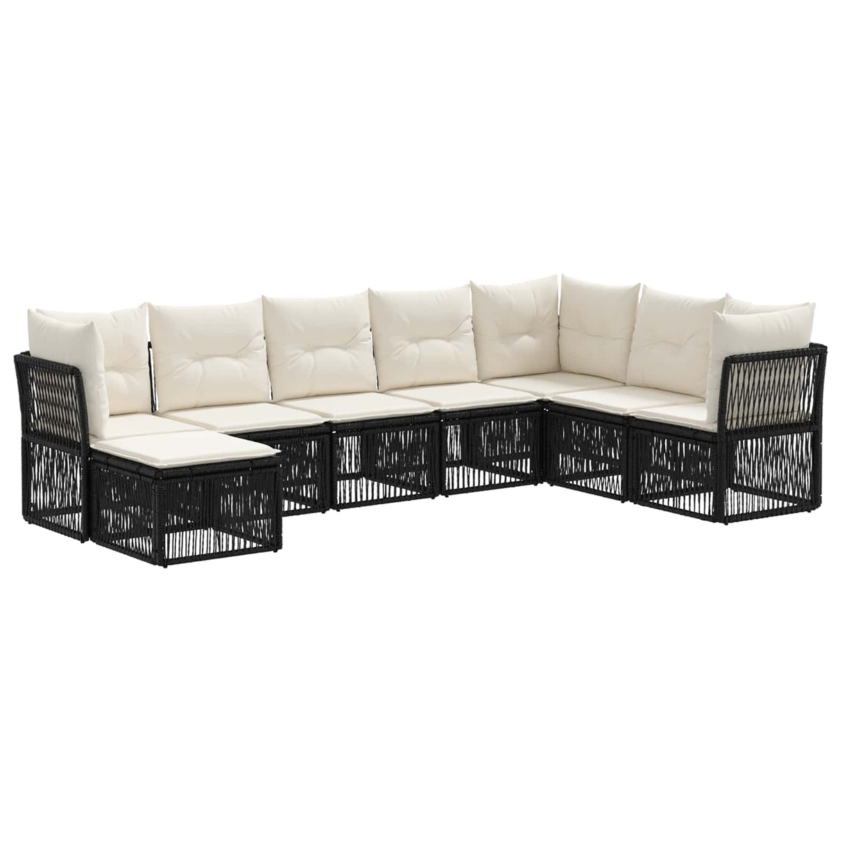vidaXL Tuinbank Set 9 pcs Zwart poly rattan