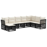 vidaXL Tuinbank Set 9 pcs Zwart poly rattan