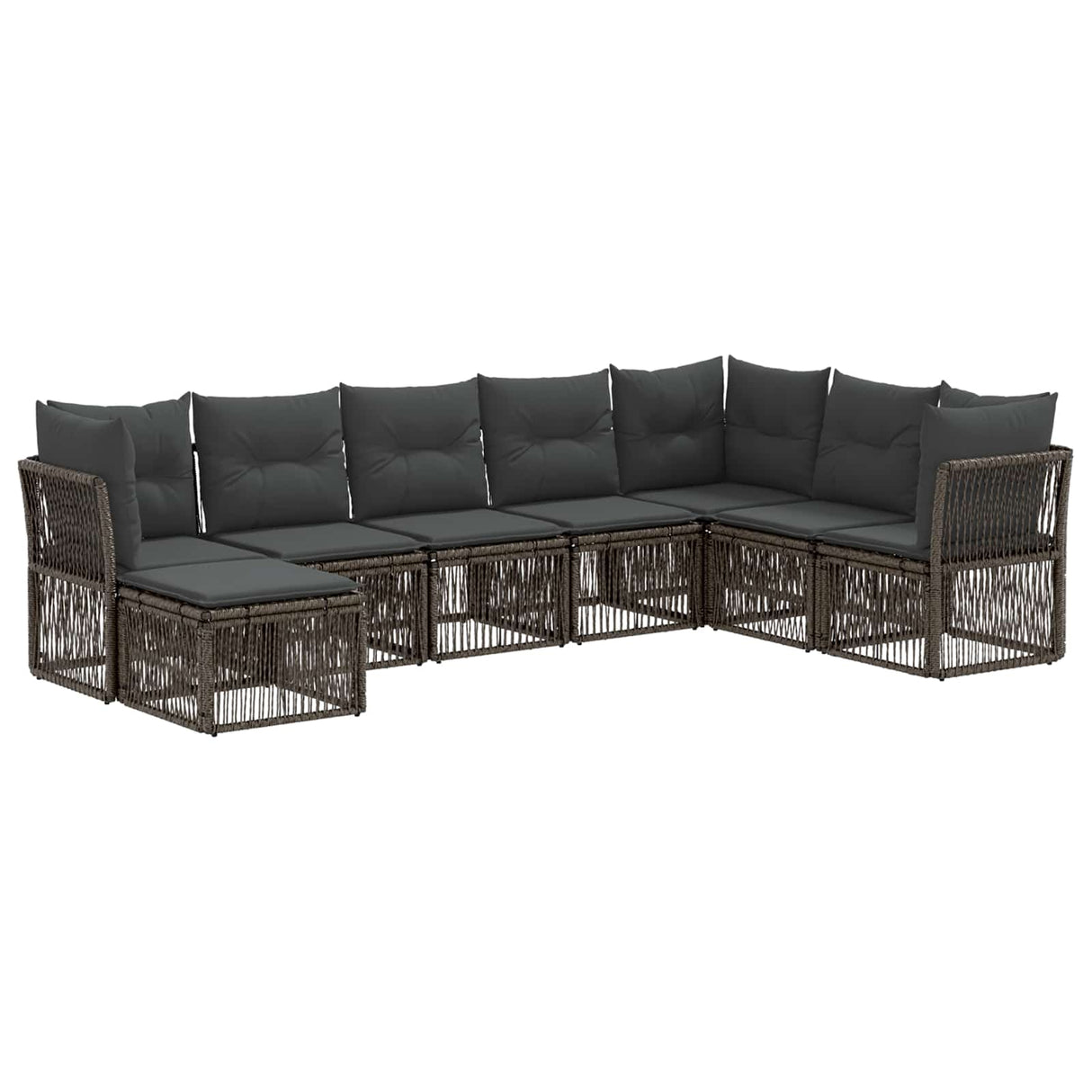 vidaXL Tuinbank Set 9 pcs Zwart poly rattan