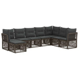 vidaXL Tuinbank Set 9 pcs Zwart poly rattan