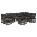 vidaXL Tuinbank Set 9 pcs Zwart poly rattan