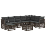 vidaXL Tuinbank Set 9 pcs Zwart poly rattan