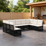 vidaXL Garden Lounge Set 10 pcs Black Poly Rattan