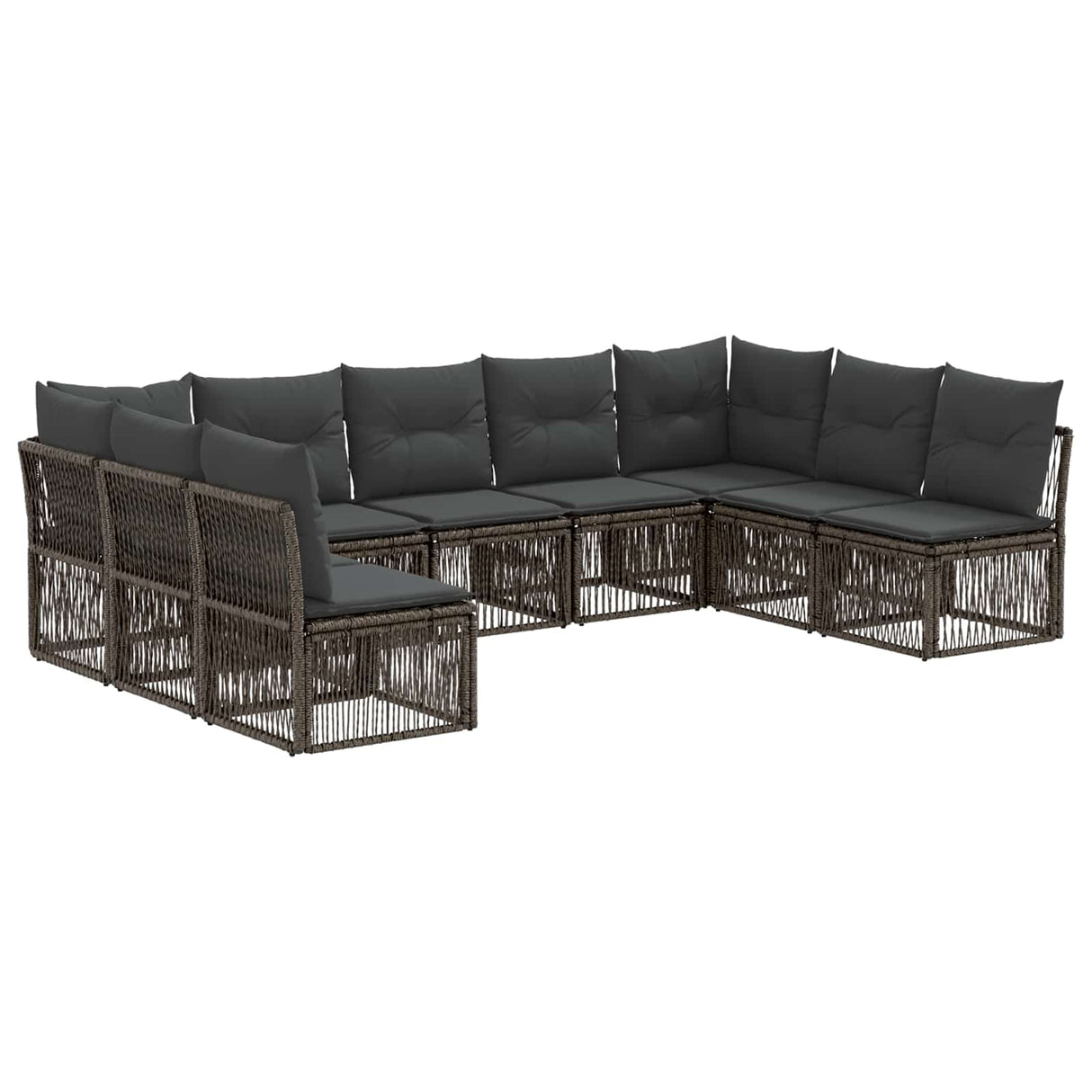 vidaXL Garden Lounge Set 10 pcs Black Poly Rattan