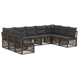 vidaXL Garden Lounge Set 10 pcs Black Poly Rattan