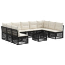 vidaXL Garden Lounge Set 10 pcs Black Poly Rattan