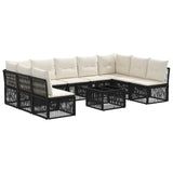 vidaXL Garden Lounge Set 10 pcs Black Poly Rattan