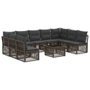 vidaXL Garden Lounge Set 10 pcs Black Poly Rattan