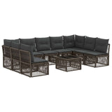 vidaXL Garden Lounge Set 10 pcs Black Poly Rattan