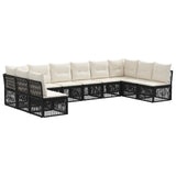 vidaXL Tuinbank Set 11 pcs Zwart poly rattan
