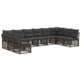 vidaXL Tuinbank Set 11 pcs Zwart poly rattan