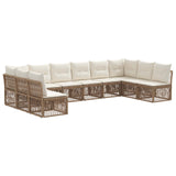 vidaXL Tuinbank Set 11 pcs Zwart poly rattan
