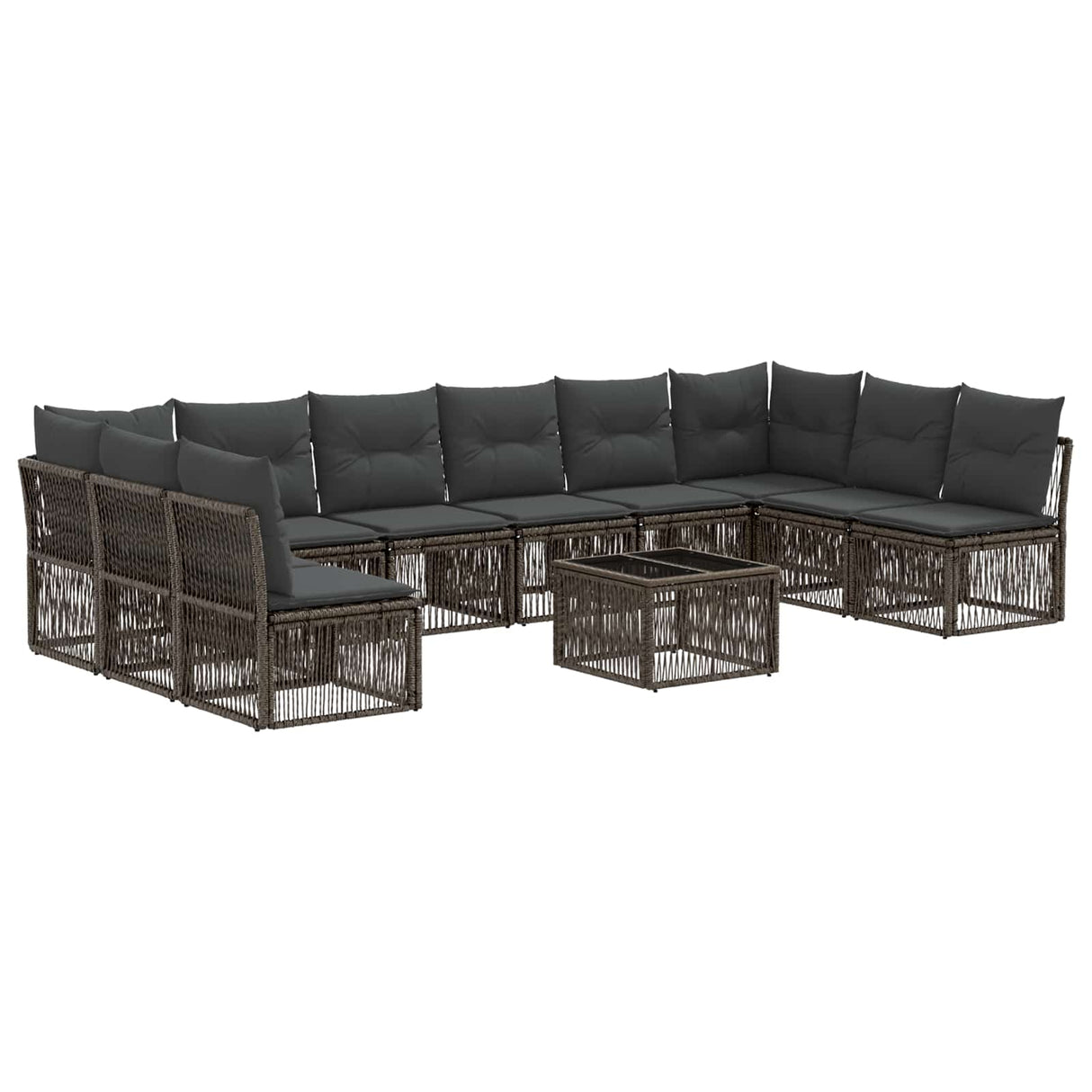 vidaXL Tuinbank Set 11 pcs Zwart poly rattan