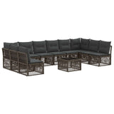 vidaXL Tuinbank Set 11 pcs Zwart poly rattan