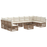 vidaXL Tuinbank Set 11 pcs Zwart poly rattan