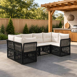 vidaXL Garden Sofa Set 6 pcs 6-Seater Black poly rattan