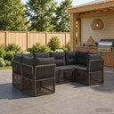vidaXL Garden Sofa Set 6 pcs 6-Seater Black poly rattan