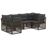 vidaXL Garden Sofa Set 6 pcs 6-Seater Black poly rattan