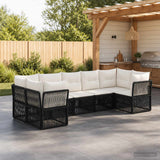 vidaXL Garden Sofa Set 7 pcs 7-Seater Black poly rattan
