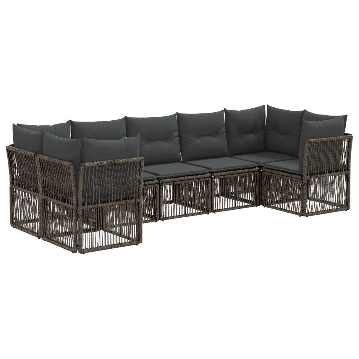 vidaXL Garden Sofa Set 7 pcs 7-Seater Black poly rattan