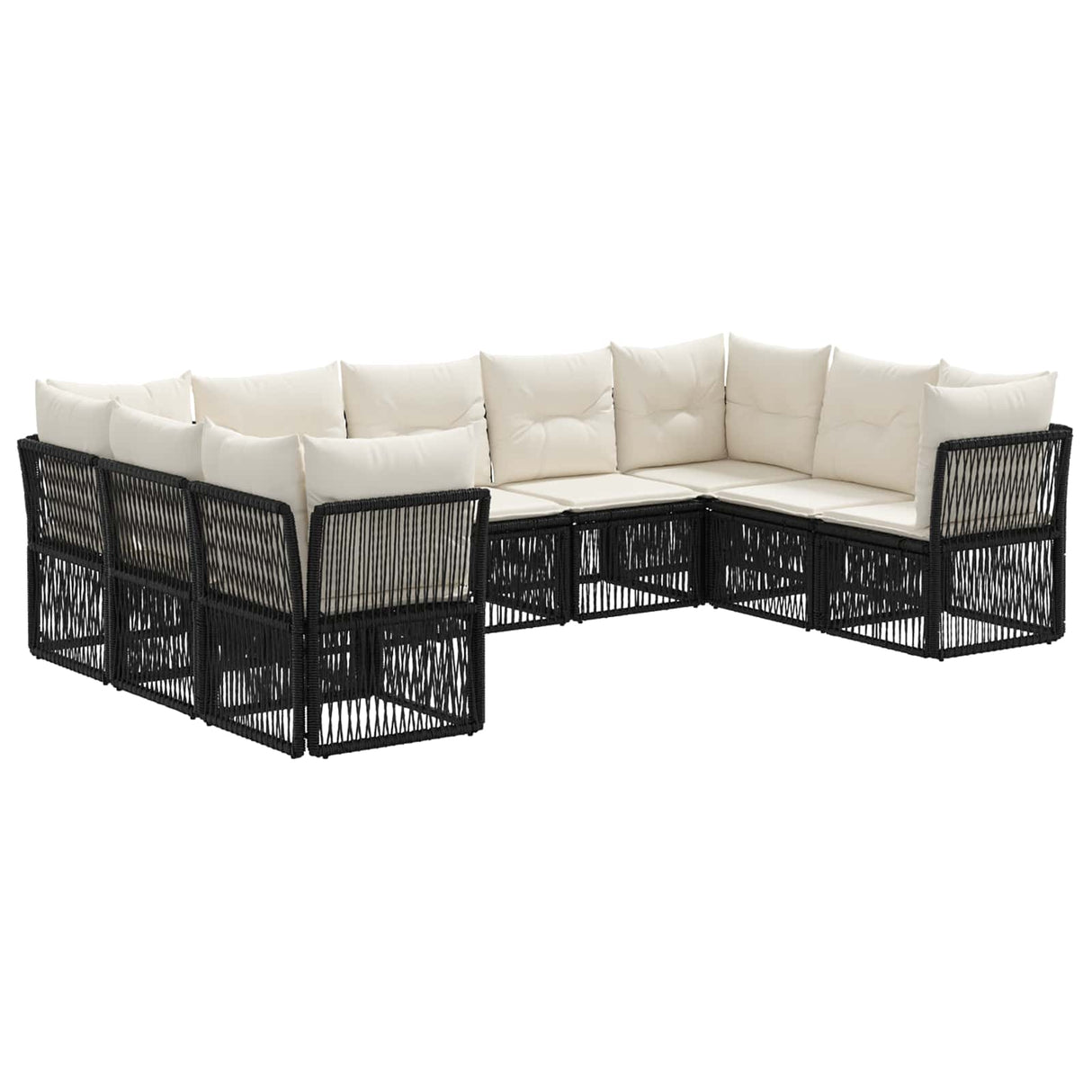 vidaXL Garden Bench Set 10 pcs Black poly rattan