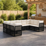 vidaXL Garden Bench Set 10 pcs Black poly rattan