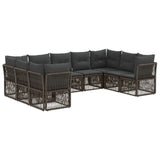 vidaXL Garden Bench Set 10 pcs Black poly rattan