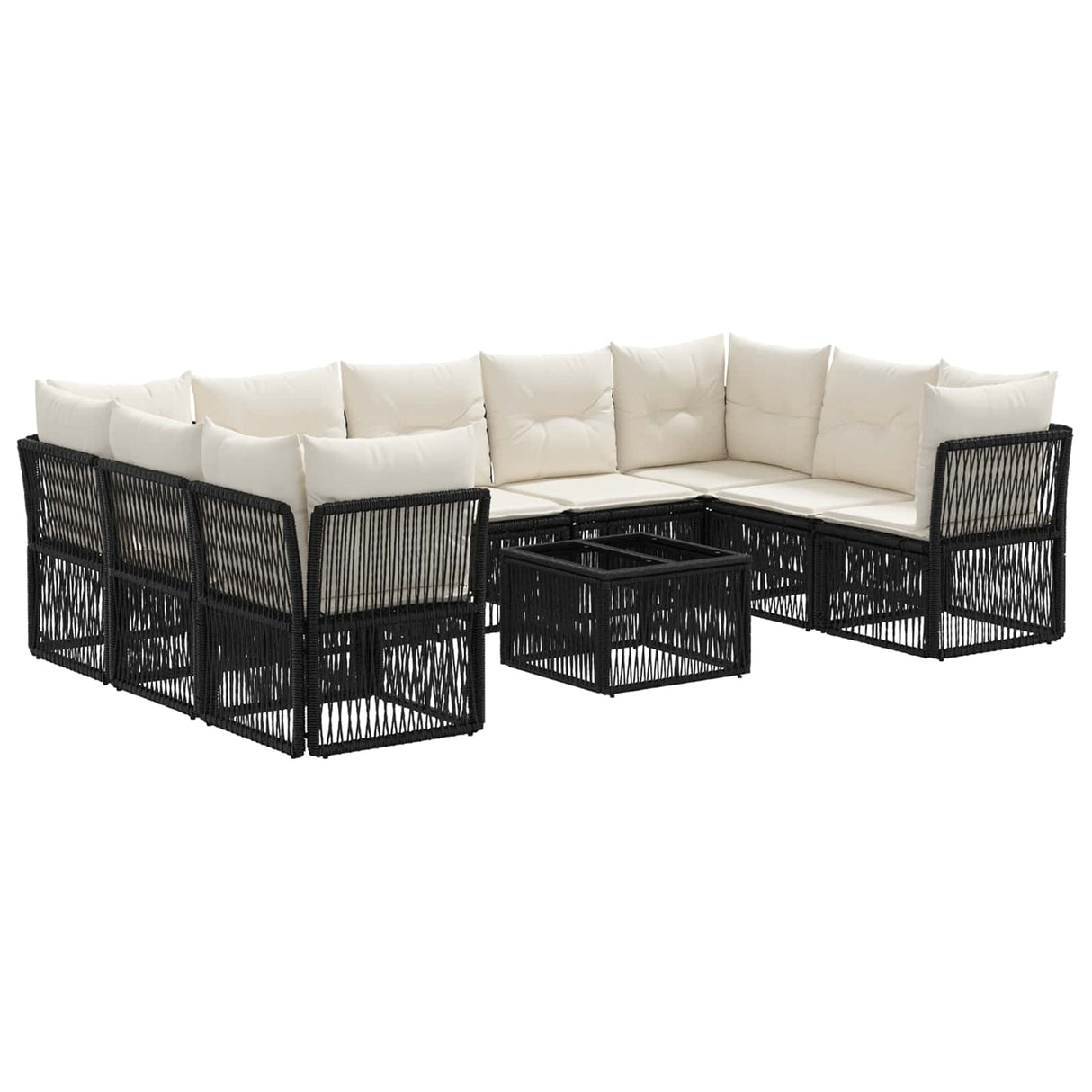 vidaXL Garden Bench Set 10 pcs Black poly rattan