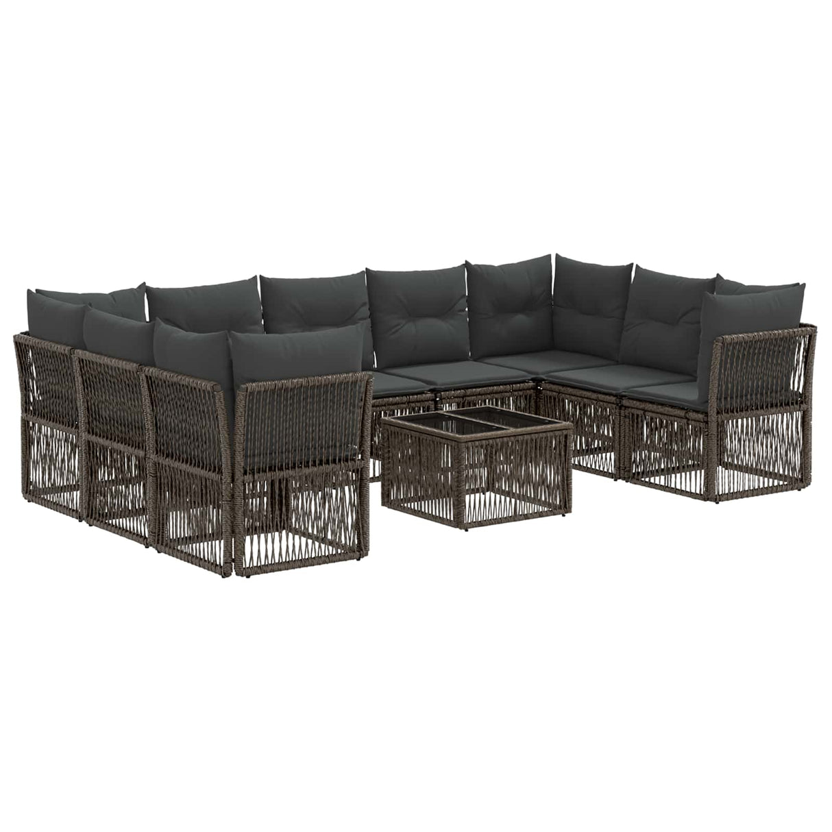 vidaXL Garden Bench Set 10 pcs Black poly rattan