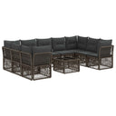 vidaXL Garden Bench Set 10 pcs Black poly rattan
