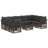 vidaXL Garden Bench Set 10 pcs Black poly rattan