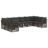 vidaXL Tuinbank Set 11 pcs Zwart poly rattan