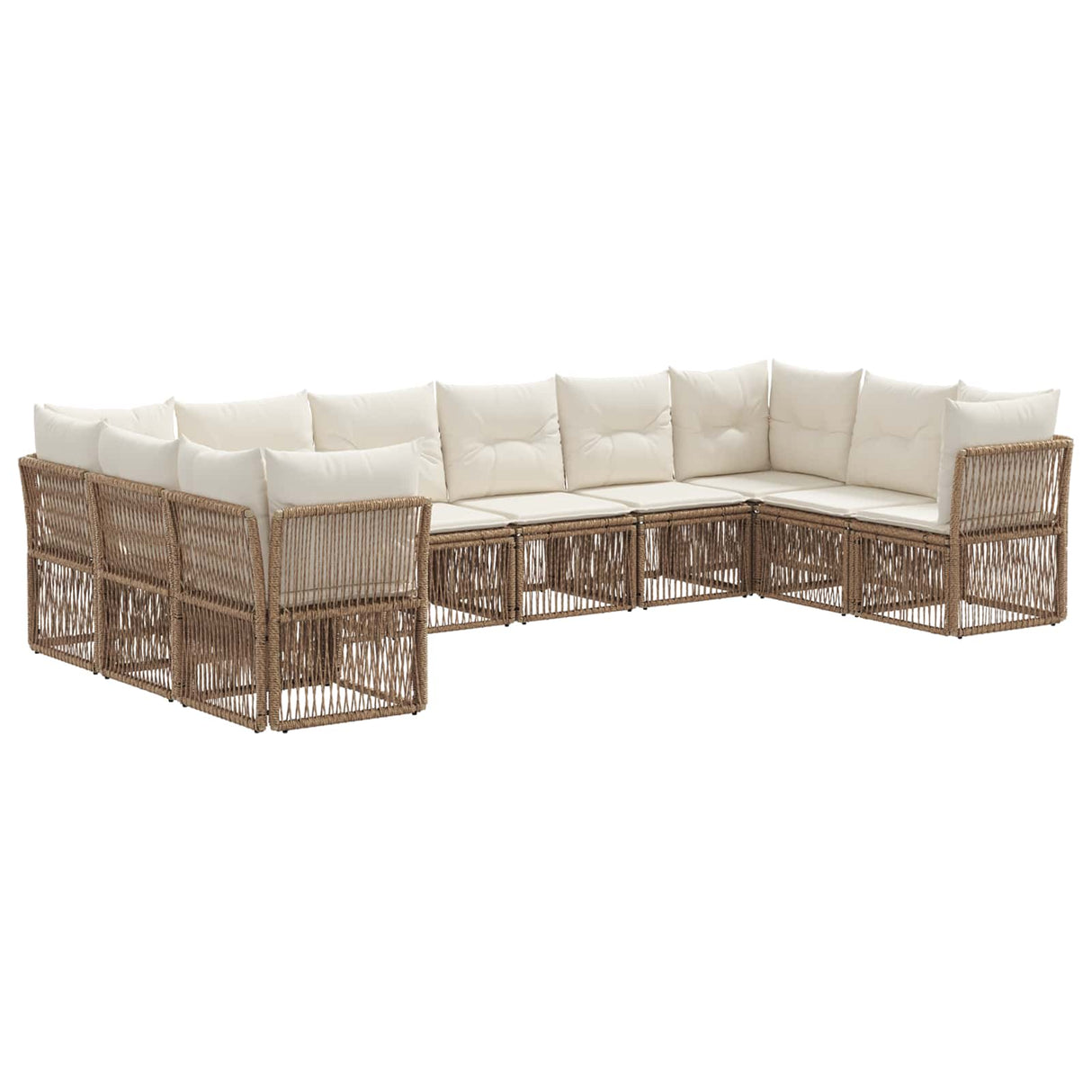 vidaXL Tuinbank Set 11 pcs Zwart poly rattan
