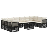vidaXL Tuinbank Set 11 pcs Zwart poly rattan