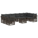 vidaXL Tuinbank Set 11 pcs Zwart poly rattan