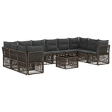 vidaXL Tuinbank Set 11 pcs Zwart poly rattan