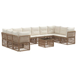 vidaXL Tuinbank Set 11 pcs Zwart poly rattan