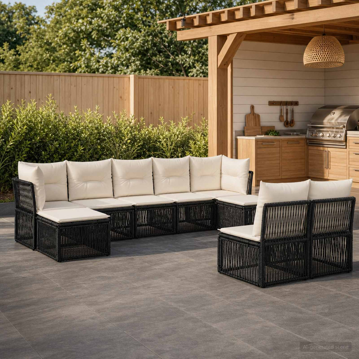 vidaXL Garden Sofa Set 10 pcs Black poly rattan