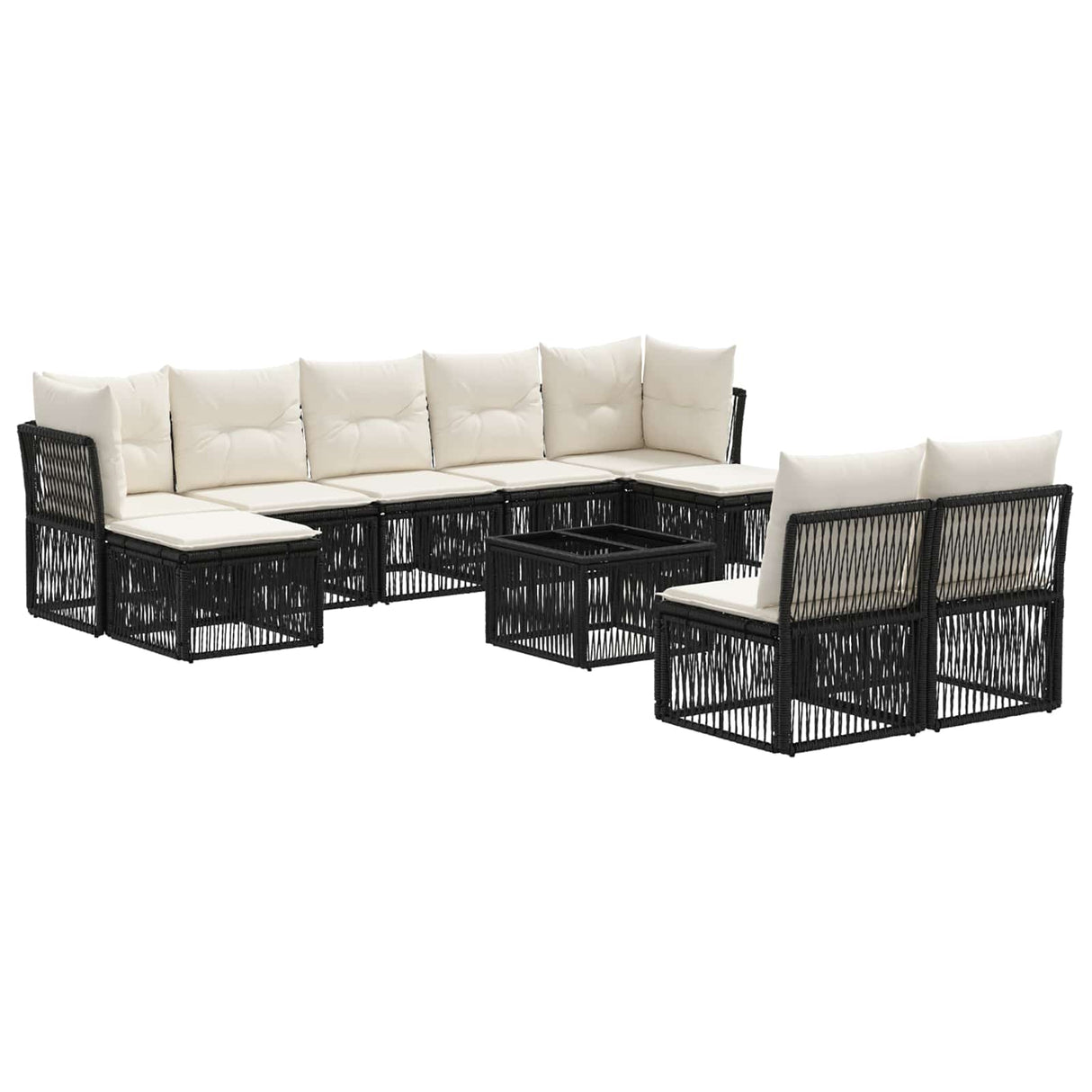 vidaXL Garden Sofa Set 10 pcs Black poly rattan