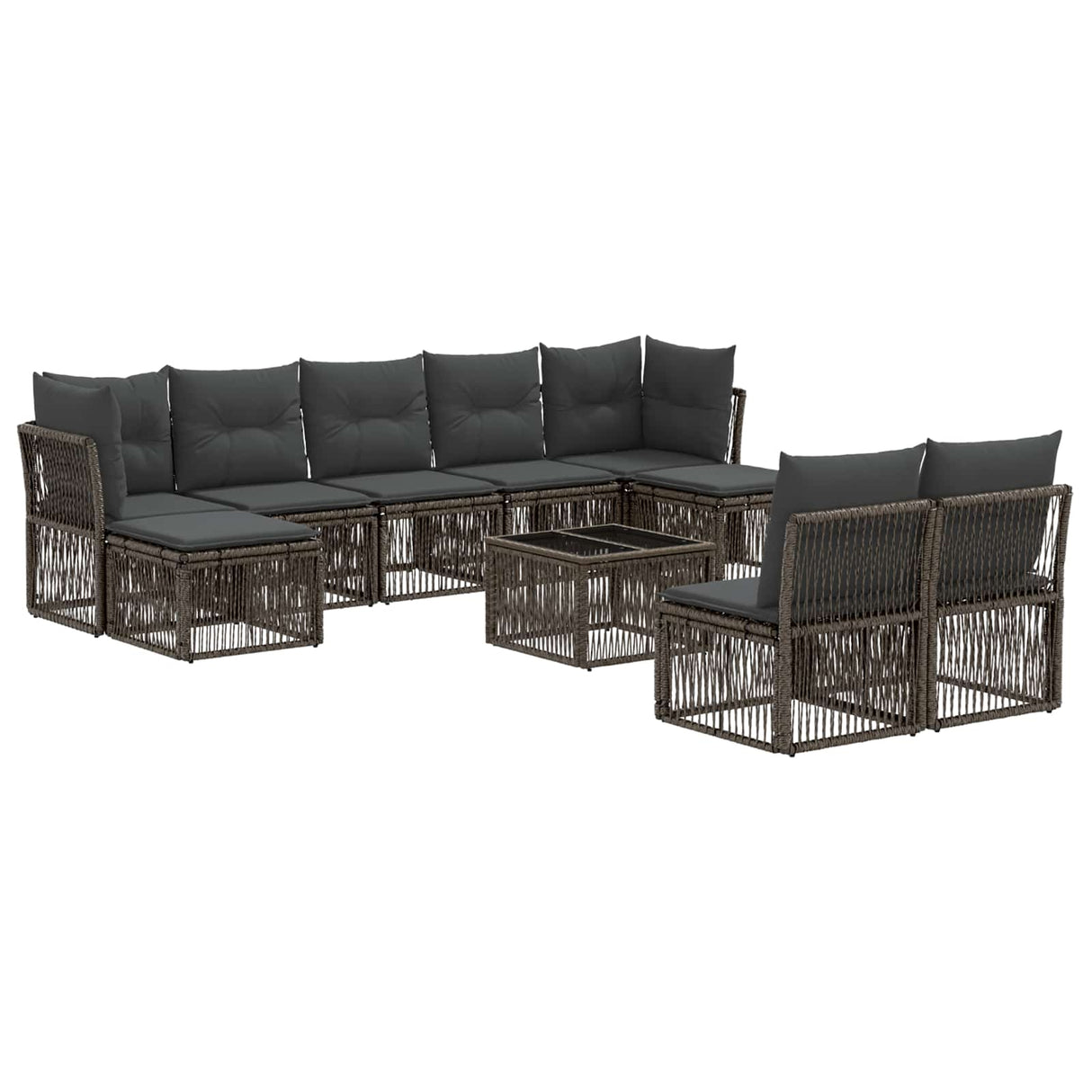 vidaXL Garden Sofa Set 10 pcs Black poly rattan