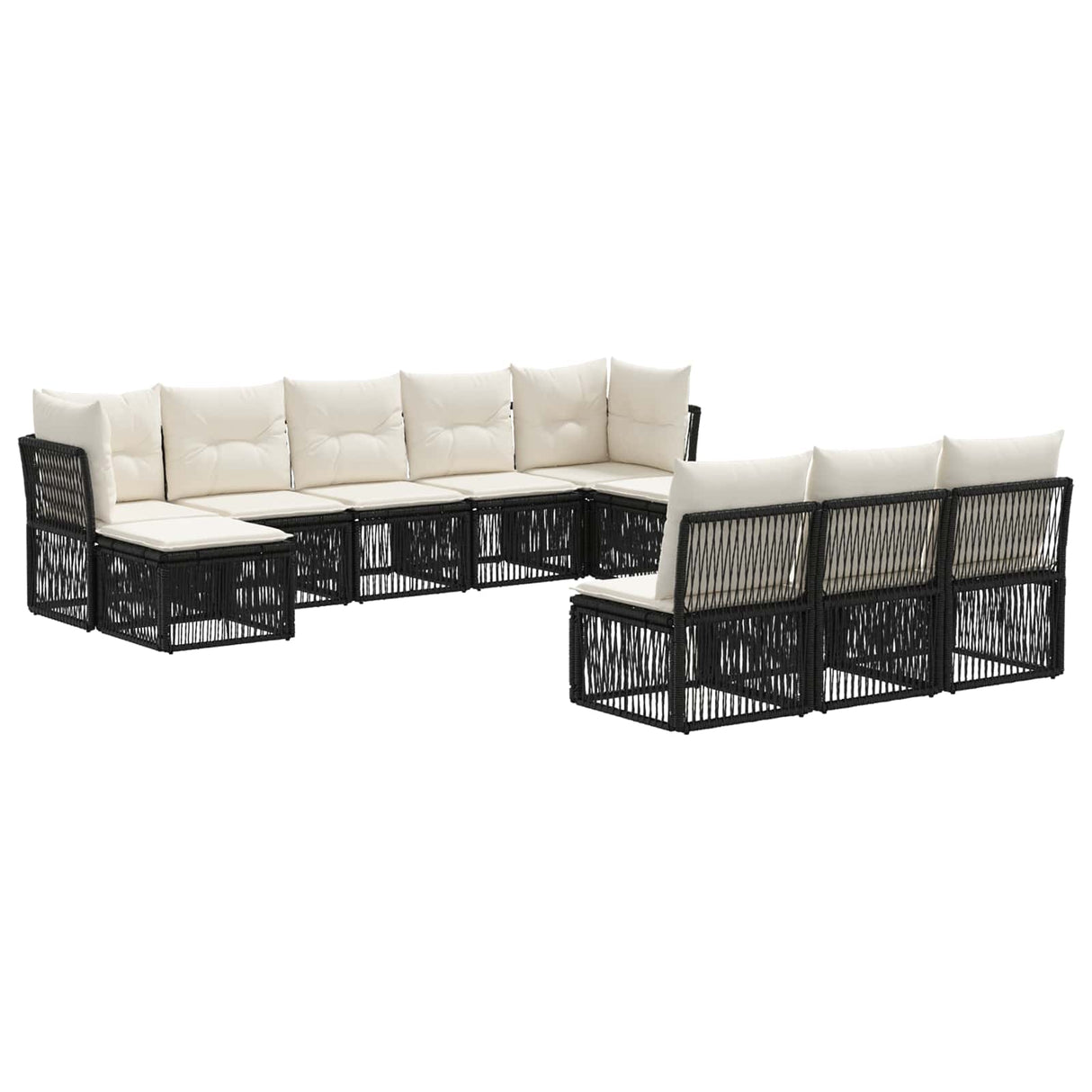 vidaXL Garden Lounge Set 11 pcs Black poly rattan