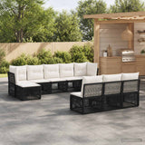 vidaXL Garden Lounge Set 11 pcs Black poly rattan